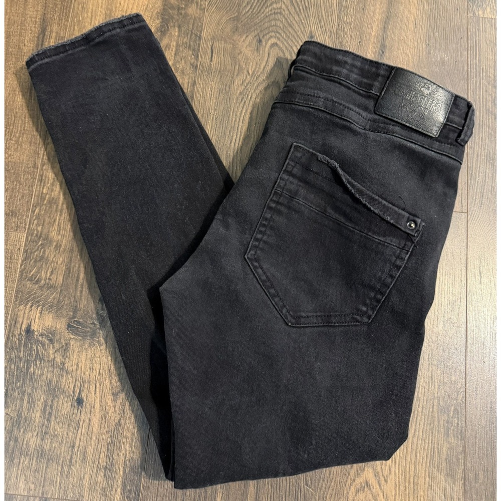 Smugglers Moon Jeans Mens 42x33 Distressed Rip Black Denim Button Fly Punk Goth